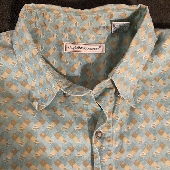 Bugle Boy Company Casual light blue patterned short sleeve button down - Picture 3 of 4